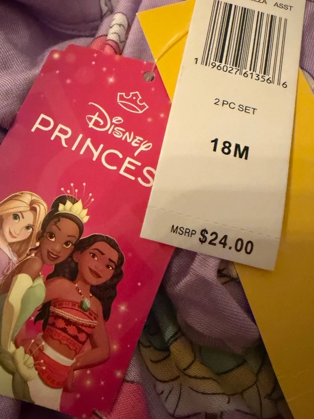 Disney' Purple Princess Print Pajama Set NWT size 18 months